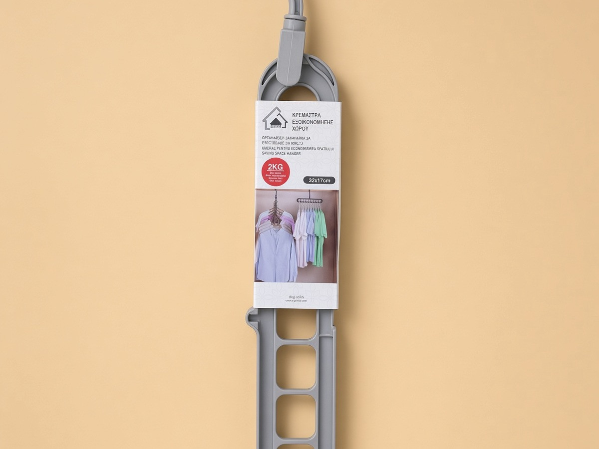 Organizator Umerase din Plastic Gri pentru 9 Umerase 33x17cm