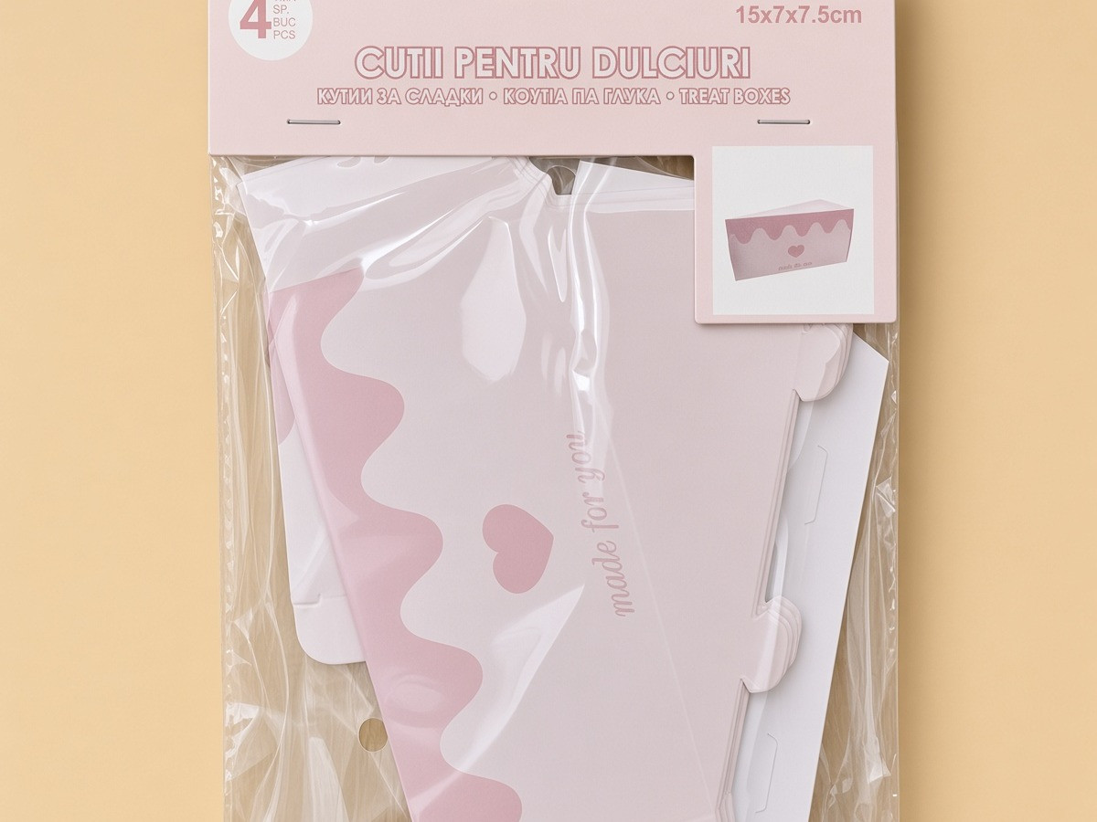 Set 4 Cutii Pentru Dulciuri Triunghi 15×7×7,5 cm