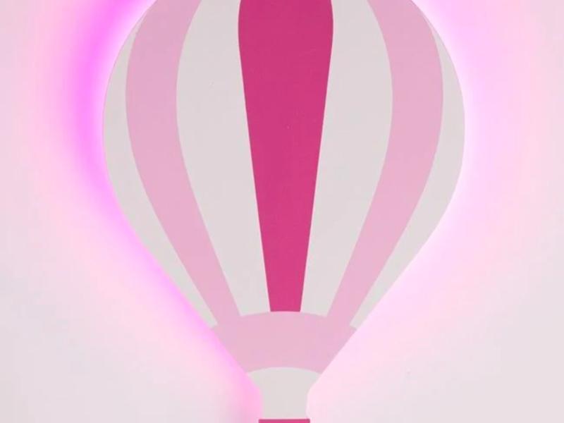 Lampa cu LED Alb Roz in Forma de Balon de Aer Cald Ø15.5x23cm