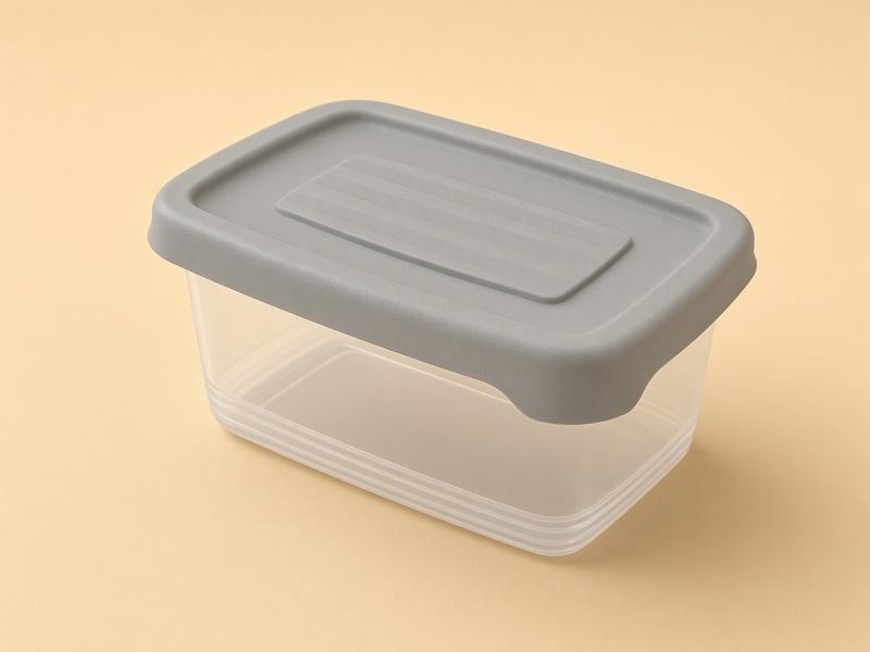 Caserole din Plastic Transparent cu Capac Gri 120ml - 4buc