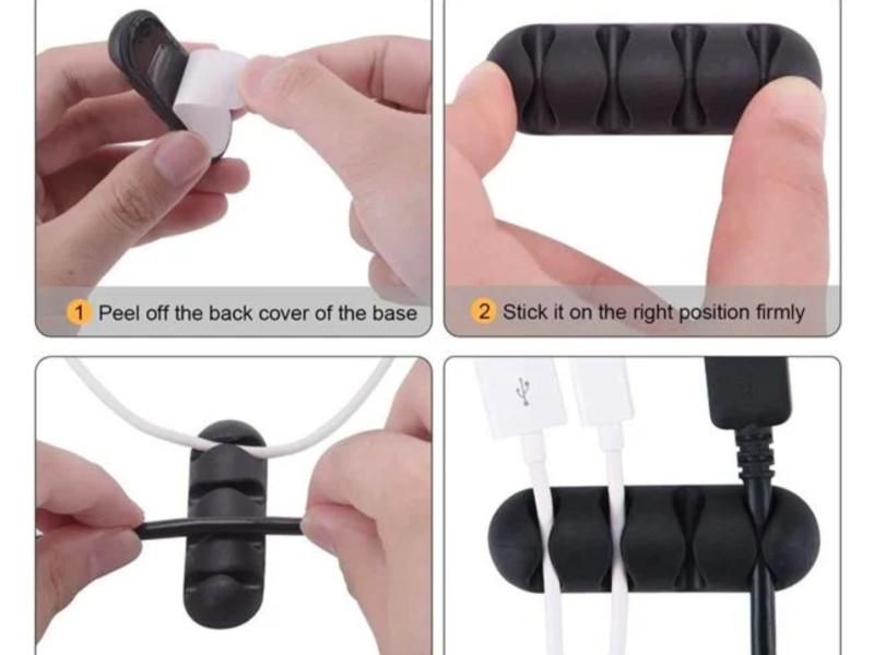 Organizator din Plastic Negru pentru Cabluri 2.8x6.6cm - 2buc