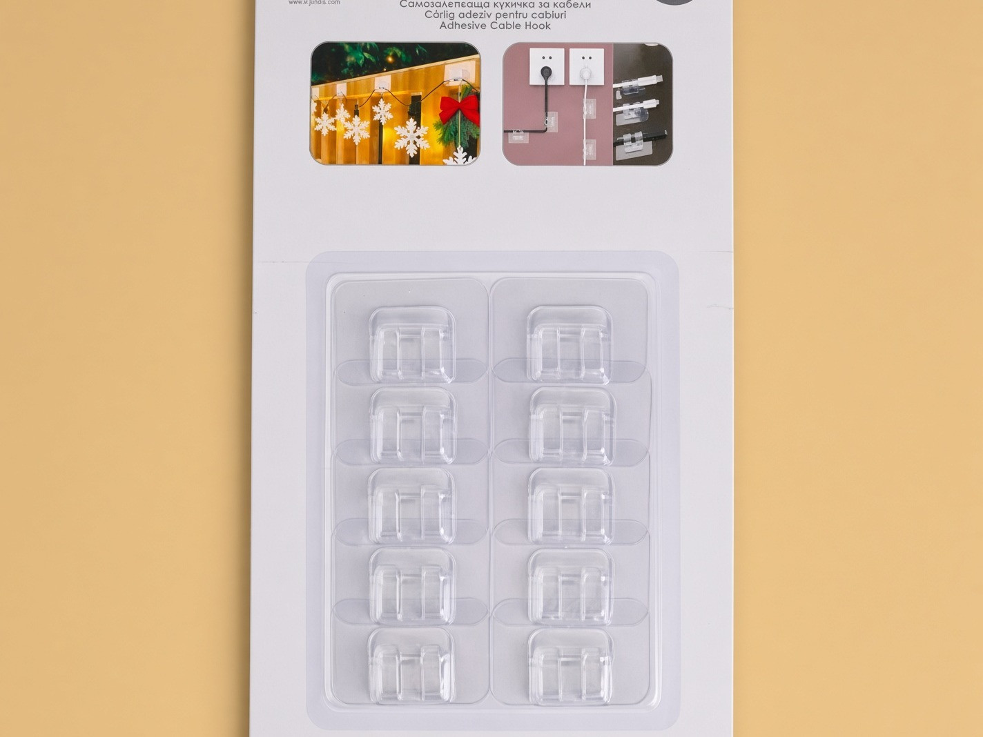 Carlige Autoadezive Transparente pentru Fixarea Cablurilor 4x6cm - 10buc