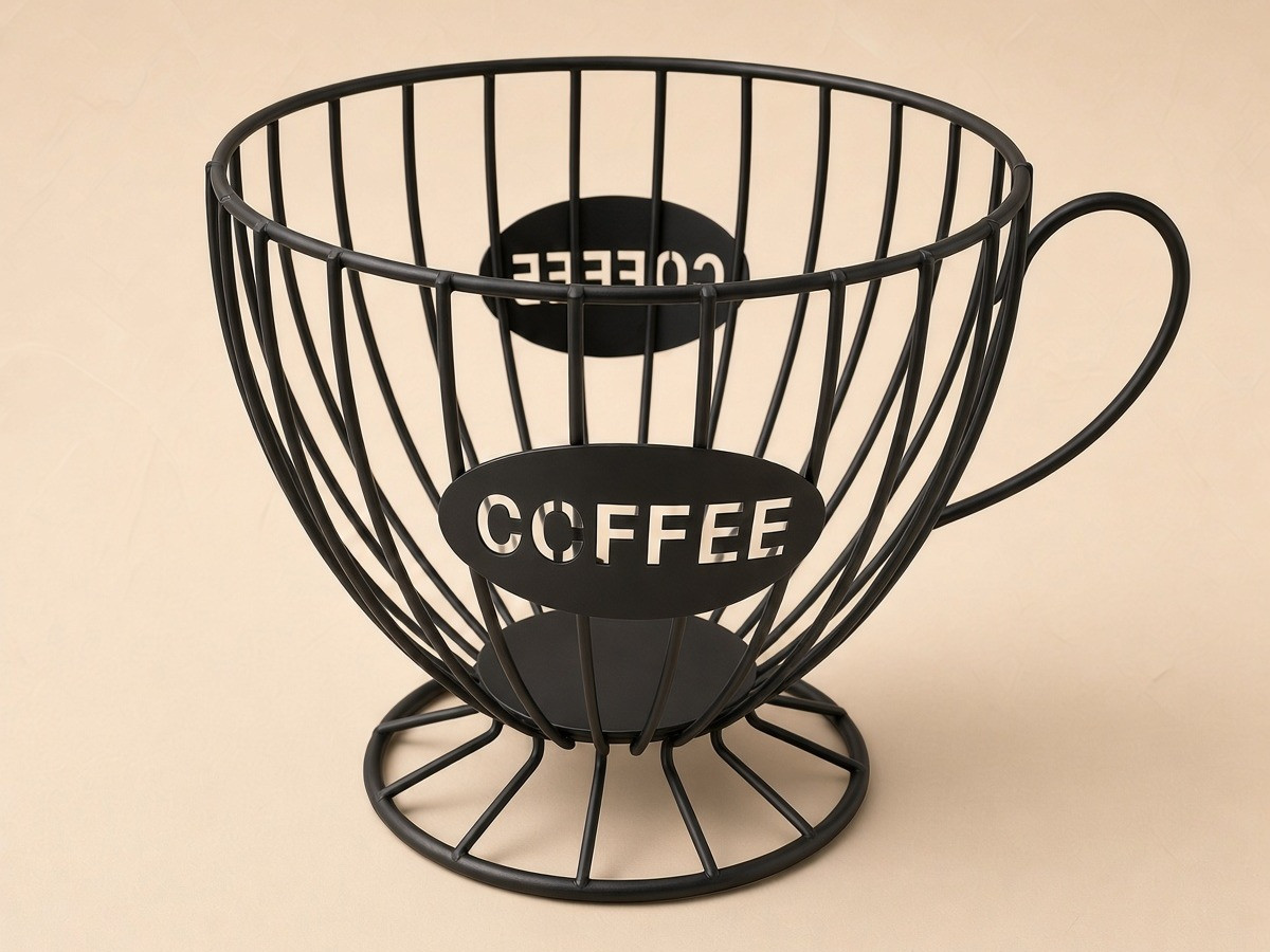 Suport Metalic Negru in Forma de Ceasca pentru Capsule de Cafea "Coffee" Ø15x14cm